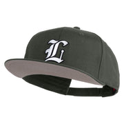 Old English White L Patched Cotton Twill Flat Bill Cap - Charcoal OSFM