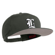 Old English White L Patched Cotton Twill Flat Bill Cap - Charcoal OSFM