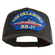 USS Oklahoma BB 37 Blue Patched Solid Cotton Twill 5 panel Mesh Back Cap - Charcoal OSFM