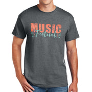 Playful Music Festival Graphic Design Men's Big Size Cotton Polyester DryBlend T-Shirt - Dk-Heather XS