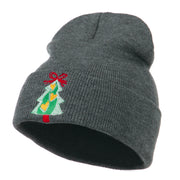 Christmas Tree Hearts Bow Embroidered Beanie