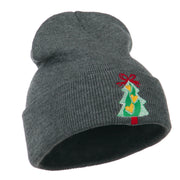 Christmas Tree Hearts Bow Embroidered Beanie