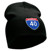 Interstate Highway 40 Sign Embroidered 8 inch Acrylic Short Blank Beanie