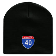 Interstate Highway 40 Sign Embroidered 8 inch Acrylic Short Blank Beanie