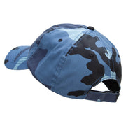 Dollar Coin Embroidered Enzyme Washed Camo Cap - Sky OSFM