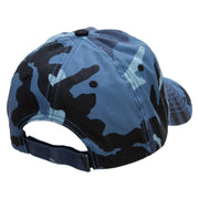 Dollar Coin Embroidered Enzyme Washed Camo Cap - Sky OSFM