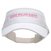 Wife Mum Boss Embroidered Pro Style Cotton Twill Washed Visor