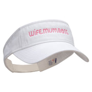 Wife Mum Boss Embroidered Pro Style Cotton Twill Washed Visor