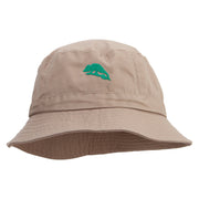 Chameleon Silhouette Embroidered Pigment Dyed Bucket Hat - Khaki OSFM