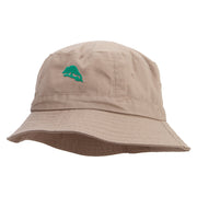 Chameleon Silhouette Embroidered Pigment Dyed Bucket Hat - Khaki OSFM