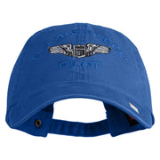 U.S. Air Force Pilot Embroidered Washed Solid Pigment Dyed Cotton Twill Brass Buckle Cap - Royal OSFM