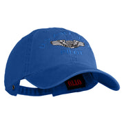 U.S. Air Force Pilot Embroidered Washed Solid Pigment Dyed Cotton Twill Brass Buckle Cap - Royal OSFM