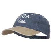 California Bear Embroidered Two Tone Washed Cap