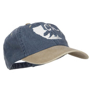 California Bear Embroidered Two Tone Washed Cap