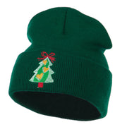 Christmas Tree Hearts Bow Embroidered Beanie