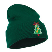 Christmas Tree Hearts Bow Embroidered Beanie