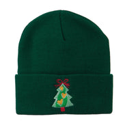 Christmas Tree Hearts Bow Embroidered Beanie