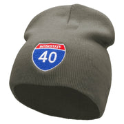 Interstate Highway 40 Sign Embroidered 8 inch Acrylic Short Blank Beanie