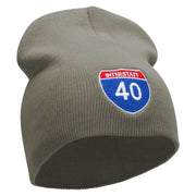 Interstate Highway 40 Sign Embroidered 8 inch Acrylic Short Blank Beanie