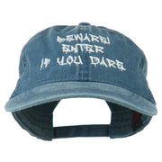 Halloween Beware Enter If You Dare Embroidered Washed Dyed Cap