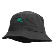 Chameleon Silhouette Embroidered Pigment Dyed Bucket Hat - Black OSFM