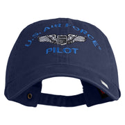 U.S. Air Force Pilot Embroidered Washed Solid Pigment Dyed Cotton Twill Brass Buckle Cap - Navy OSFM