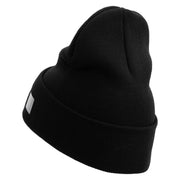 Licensed Made in USA Golden Dolphin US Submarine Veteran Logo Embroidered 12 Inch Solid Knit Cuff Long Beanie - Black OSFM