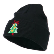 Christmas Tree Hearts Bow Embroidered Beanie