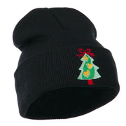 Christmas Tree Hearts Bow Embroidered Beanie