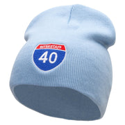 Interstate Highway 40 Sign Embroidered 8 inch Acrylic Short Blank Beanie