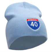 Interstate Highway 40 Sign Embroidered 8 inch Acrylic Short Blank Beanie