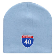 Interstate Highway 40 Sign Embroidered 8 inch Acrylic Short Blank Beanie