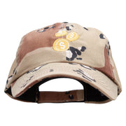 Dollar Coin Embroidered Enzyme Washed Camo Cap - Desert OSFM