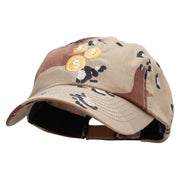 Dollar Coin Embroidered Enzyme Washed Camo Cap - Desert OSFM