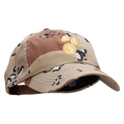 Dollar Coin Embroidered Enzyme Washed Camo Cap - Desert OSFM