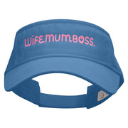 Wife Mum Boss Embroidered Pro Style Cotton Twill Washed Visor