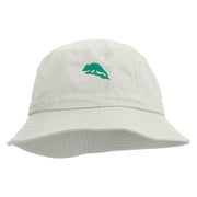 Chameleon Silhouette Embroidered Pigment Dyed Bucket Hat - White OSFM