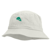 Chameleon Silhouette Embroidered Pigment Dyed Bucket Hat - White OSFM