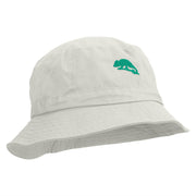 Chameleon Silhouette Embroidered Pigment Dyed Bucket Hat - White OSFM