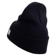 Licensed Made in USA Golden Dolphin US Submarine Veteran Logo Embroidered 12 Inch Solid Knit Cuff Long Beanie - Navy OSFM