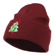 Christmas Tree Hearts Bow Embroidered Beanie