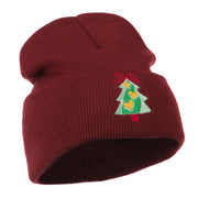 Christmas Tree Hearts Bow Embroidered Beanie