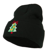 Christmas Tree Hearts Bow Embroidered Beanie