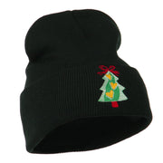 Christmas Tree Hearts Bow Embroidered Beanie