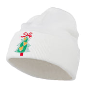 Christmas Tree Hearts Bow Embroidered Beanie