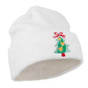 Christmas Tree Hearts Bow Embroidered Beanie