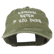 Halloween Beware Enter If You Dare Embroidered Washed Dyed Cap