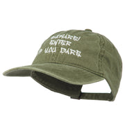 Halloween Beware Enter If You Dare Embroidered Washed Dyed Cap