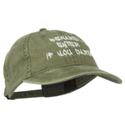 Halloween Beware Enter If You Dare Embroidered Washed Dyed Cap