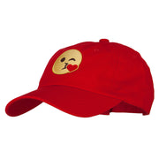 Blow Kiss Emoji Patched Unstructured Washed Cap